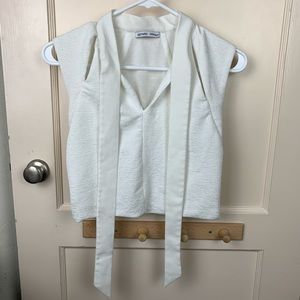 *SOLD* Zara B/W Collection Tie Neck Crop Top White